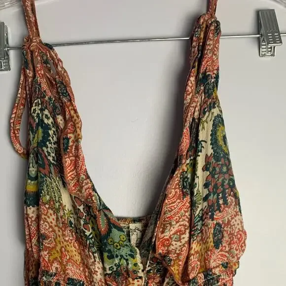 Intimately Free People size small patchwork Multicolor Bohemian Dress maxi tie - Picture 5 of 9